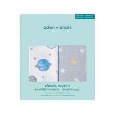 aden+anais essentials 스페이스 캐뎃 112×112cm 모슬린코튼 스와들 2매 ESWC20015W