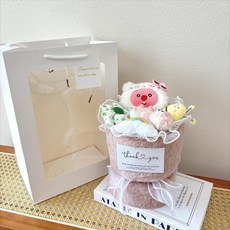 熱銷優品 情人㛿女節送女友生日禮物永生花玩偶花束閨蜜送給老師的驚喜, HY8001 彩虹海狸花束+禮袋+賀卡