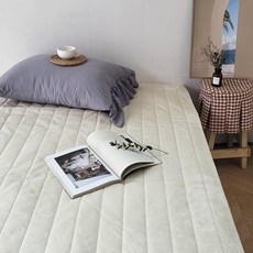 룸마이룸 전기 온수 매트커버 19종 모음 S Q 온열 전기장판 전기매트 라텍스 탄소매트 요커버, 12_심플극세사_크림