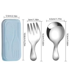 스테인레스 스틸 식기 세트 스푼 포크 2Pc 휴대용 상자 야외 캠핑 칼 점심 하이킹 캠프 요리 여행, Sliver