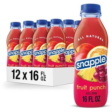 스내플 과일 펀치 주스 음료 16단위온스 용 플라스틱 병 12팩, Fruit Punch, 473ml