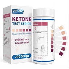 DIP&GO 케톤 테스트 스트립 200개의 소변 검사 케톤증 저탄수화물 식단 지지 및 체중 관리를 위한 빠르고 정확한, Ketone test strips