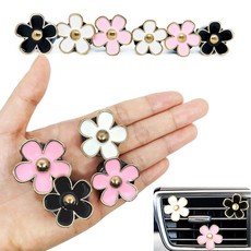 Mivofun 자동차 공기 청정제 향수 클립 6개 데이지 플라워 자동차 장식 자동차 대시보드 콘센트 통풍구 클립 장식 참 인테리어 액세서리 여아 여성용 (3cm 3.3cm(, Mivofun 자동차 공기 청정제 향수 클립 6개, 데