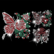 1개 유리 핫픽스 라인스톤 다리미 부착형 아플리케 의상 액세서리 (옷 가방 바지용 나비 모양 297x210mm), 혼합색
