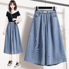 빅 사이즈 여자여성와이드청바지 일상 슬랙스 팬츠 7부데님팬츠 뚱뚱 mm