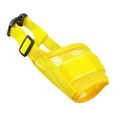 Outry 강아지 입마개 애견 입마개 메쉬 방지 조절식 옐로우, 1개, 노란색 S