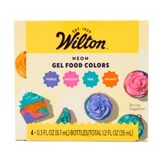 윌튼 네온 젤 식용 색소 세트 Wilton Neon Food Coloring Gel Icing Color Set Vibrant Gel-Based Cake & Cookie Deco, 1개