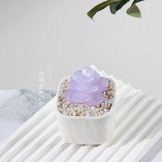 淄博琉璃盆栽 仿真多肉綠植 玻璃工藝品 辦公桌面擺件, 1個, 多肉-混色-紫漸變