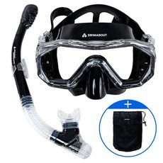 스윔어바웃 안티포그 스노쿨링 마스크 세트 스노클, 미스틱 블랙 (AF-SNK-BK)