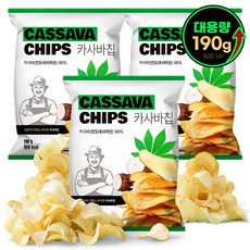 왓더파머스 대용량 글루텐프리 비건 통슬라이스 제로 카사바칩 건강한 저당 과자, 3개, 190g