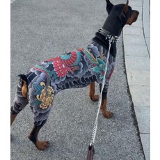 멋지고 스타일리시한 대형견 반려동물 문신 디자인 네발 달린 옷 고양이 강아지 의류 가을 겨울용, 1개, 문신디자인 쫄쫄이