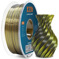 실버 메탈릭 PLA 1.75mm 1kg 깔끔한 감김 기포 막힘 없는 우수한 레이어 접착력 정밀 치수 FDM 3D프린터 필라멘트 출력 조형 소재, 실크 듀얼 골드 블랙, 폴리락틱산