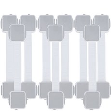 全店折扣 抽屜鎖兒童安全鎖寶寶防開櫃子櫃門鎖釦冰箱鎖嬰兒防護免打孔童鎖, 雙安全-灰色-9條裝, 1個