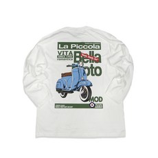 그리드 커스텀 남자 여자 스웻셔츠 롱슬리브 베스파 티셔츠, S, 화이트