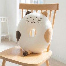 논슬립 고양이캐릭터 도넛방석 꼬리뼈 회음부방석 치질방석 쿠션 치즈태비, 1개, 삼색냥