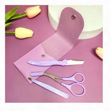 눈썹정리 트리밍 3종 퍼플 가위 빗 족집게 미용 쉐이핑, 1개