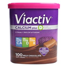 VIACTIV 鈣&維他命D牛奶巧克力軟糖, 100顆, 1罐