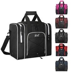 WOLT 싱글 볼용 볼링 볼 백 패딩 홀더가 있는 보울링 포켓 2개 최대 남성용 사이즈 14 신발 및 액세서리 (핑크), 블랙