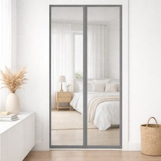 ROYAI ONE 일체자석형 현관 방충망 찢어지지 않는 현관문 모기장 미세 방충망, 회색