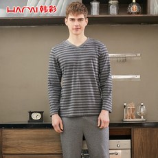 한국색 얇은 모달 잠옷 남성 가을과 겨울 남성 플러스 사이즈 봄과 가을 긴 소매 캐주얼 홈 의류 세트, [Modal] 005, 1개