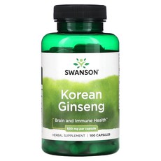 Swanson 한국 인삼 500mg 캡슐 100정, 1개, 100 CAPSULES