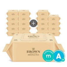 브라운 오리지널 플러스 도톰한 물티슈 엠보싱 저자극 캡형, 55g, 80매, 20개