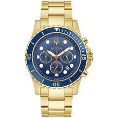 Bulova 남성용 클래식 스포츠 6핸드 크로노그래프 쿼츠 시계 달력 날짜 야광 시계 바늘과 마커 100M 방수 44mm