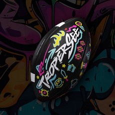 TROPERSEE原創塗鴉黑莓球美式腰旗橄欖球 成人青少年防滑耐磨PU材質 橄欖球, 塗鴉款 9號球, 1個