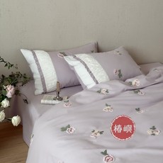 【椿嶼】少女心粉色S純棉磨毛四件式可愛毛巾繡秋冬被套加厚保暖床單, 櫻桃小咪-藍色,【床單款】1.2三件套-被套150x20