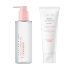 에스네이처 아쿠아 라이스 클렌징오일 200ml + 클렌징폼 80ml[하이콩], 1세트