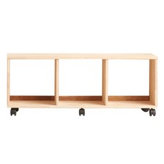 이동식 고급 고무나무 원목 유아책장 바퀴달린 아동