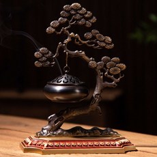 新中式迎客鬆銅吊爐松鶴延年不老松香爐仿古家用銅器擺件, 1個