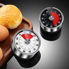 不銹鋼廚房磁吸機械計時器 烘焙鬧鍾定時器 學生時間管理器 提醒工具 UEY38A, 1個, 經典款 -【典雅白l】帶磁吸定時器