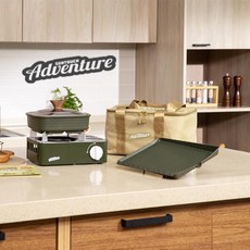 썬터치어드벤처 감성버너 x 냄비그릴 풀세트 (프리미엄 세라믹 라인), 올리브그린