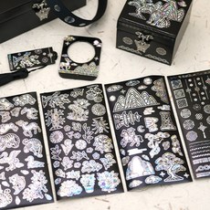 TD 전통 무늬와 민화 홀로그램 자개 스티커 4종 세트