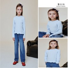 빈 BA12BL02SB스카이블루 밑단 프릴 티블라우스 2862062