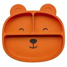 세이지스푼풀 실리콘 플레이트 어린이식판, 1개, Bear Orange