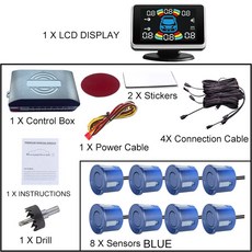 전자기식 주차 센서 LED 모니터 8 전면 파크트로닉 시스템 동작 감지 백라이트, 095-BE-8-22MM