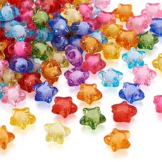 Craftdady 120피스 하트 비즈 아크릴 라운드 스타 크래클 투톤 모조 터키석 루즈 비즈 다채로운 스페이서 발렌타인 데이 팔찌 목걸이 귀걸이 DIY 공예용 - 3가지 스, 아크릴 스타 라운드 비즈 비즈