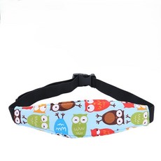 普特汽車精品 嬰兒車安全座椅頭部固定帶 兒童安全帶護套 寶寶睡覺固定器, 1個, 藍貓頭鷹, 藍貓頭鷹