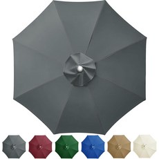 뉴틴 9피트 파티오 우산 교체 캐노피 마켓 야드 상단 방수 야외 파라솔 8개 리브그레이