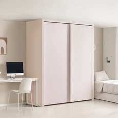 보루네오 핑크 슬라이딩 붙박이장 작은방 170~230cm PET E0등급, 베이비핑크, 베이비핑크