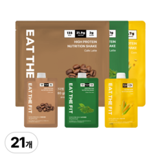 잇더핏 단백질 쉐이크 3주플랜 (카페라떼맛 1주+녹차라떼맛 1주+옥수수맛 1주), 280g, 3개