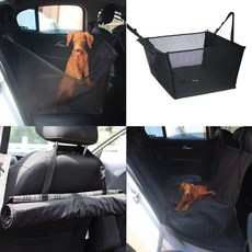 도매창고 애견 차량용 자동차 카시트 뒷자리 싱글 매쉬형 커버 매트 뒷좌석 시트 드라이빙킷 켄넬 콘솔박스 안전망 소형견 중형견, 펫카시트-싱글메쉬-블랙, 1개
