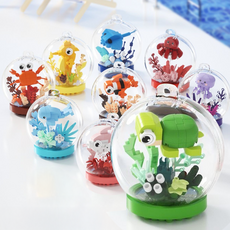 [블럭킹] 나노블럭 투명 볼 속 귀여운 해양 동물 오션볼 시리즈 9P 선물 BOX BK055, 1개, 9종 선물 BOX