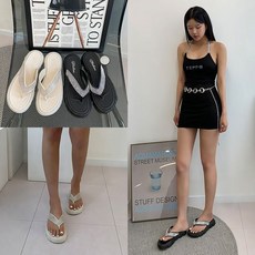 큐빅심플쪼리 플립플랍 바다 여름 여성 슬리퍼