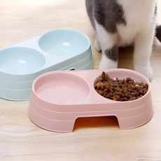 망고땡 반려동물 식기 2구 고양이밥그릇, 블루