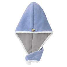 黑白寶貝 吸水乾髮帽 珊瑚絨速乾包頭巾，柔軟吸水，居家旅行必備, 1個, 藍色-吸水乾髮帽