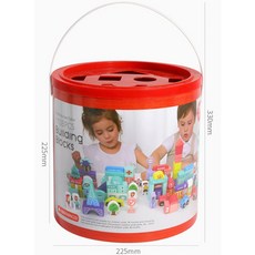 兒童炫彩馬卡龍積木玩具108粒，數位字母積木，夢幻城市早教啟蒙益智禮盒玩具, 1個, 手提桶微凹（內容物完整、已折扣）可自用