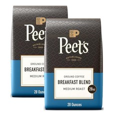 Peet's Coffee 피츠 커피 브렉퍼스트 블렌드 미디엄 로스트 100% 아라비카 분쇄 커피 794g, 2개, 핸드드립(중간)